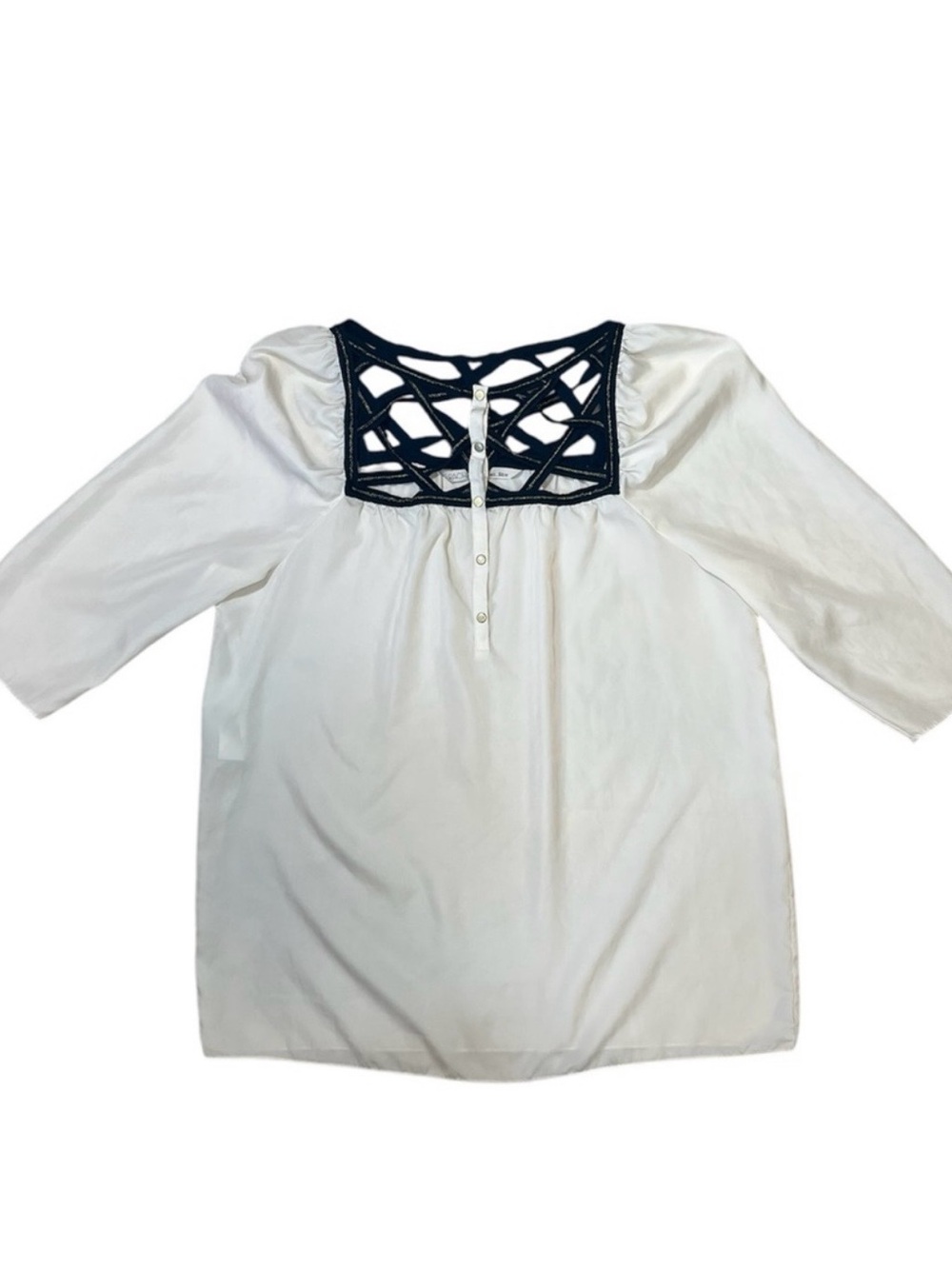 Rachel Roy Cream Blouse with Black Cutouts